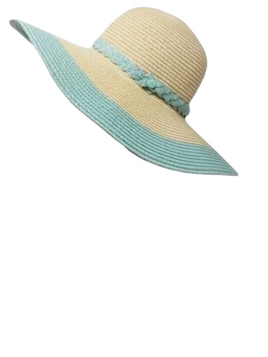 Culturefly Accessories - New Culturefly Wide Brim Sun Derby Hat Two-Tone Straw Hat Braided Accent Band